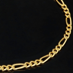 Exquisit gearbeitetes Figaro Armband aus glänzendem 14k Gold (585er), ca. 3mm breit, 18,5 cm lang