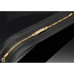 Hochwertig verarbeitetes Baby-Armband mit kleiner Gravurplatte aus edlem 14k (585) Gold in ca. 13,5 cm Länge