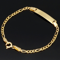 Hochwertig verarbeitetes Baby-Armband mit kleiner Gravurplatte aus edlem 14k (585) Gold in ca. 13,5 cm Länge