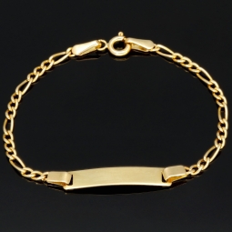 Hochwertig verarbeitetes Baby-Armband mit kleiner Gravurplatte aus edlem 14k (585) Gold in ca. 13,5 cm Länge