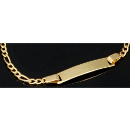 Hochwertig verarbeitetes Baby-Armband mit kleiner Gravurplatte aus edlem 14k (585) Gold in ca. 13,5 cm Länge