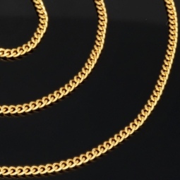 Edle Panzerkette aus funkelndem, hochglanzpoliertem Gold (585 / 14k Gelbgold) in ca. 42 cm, ca. 1,7 mm - für Damen und Kinder geeignet