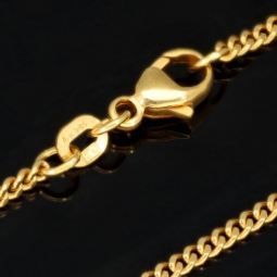 Edle Panzerkette aus funkelndem, hochglanzpoliertem Gold (585 / 14k Gelbgold) in ca. 42 cm, ca. 1,7 mm - für Damen und Kinder geeignet