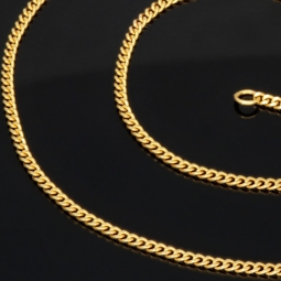 Edle Panzerkette aus funkelndem, hochglanzpoliertem Gold (585 / 14k Gelbgold) in ca. 42 cm, ca. 1,7 mm - für Damen und Kinder geeignet