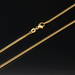 Edle Panzerkette aus funkelndem, hochglanzpoliertem Gold (585 / 14k Gelbgold) in ca. 42 cm, ca. 1,7 mm - für Damen und Kinder geeignet
