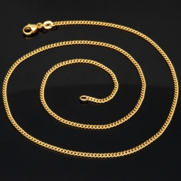 Edle Panzerkette aus funkelndem, hochglanzpoliertem Gold (585 / 14k Gelbgold) in ca. 42 cm, ca. 1,7 mm - für Damen und Kinder geeignet