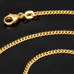 Edle Panzerkette aus funkelndem, hochglanzpoliertem Gold (585 / 14k Gelbgold) in ca. 42 cm, ca. 1,7 mm - für Damen und Kinder geeignet