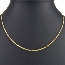 Edle Panzerkette aus funkelndem, hochglanzpoliertem Gold (585 / 14k Gelbgold) in ca. 42 cm, ca. 1,7 mm - für Damen und Kinder geeignet