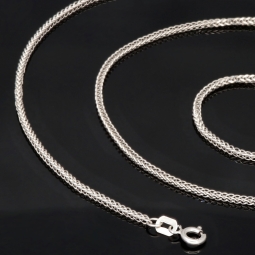 Glänzende Goldkette / Fuchsschwanzkette mit filigranem Design aus 585 14k Weißgold (ca. 55 cm lang, 1,5 mm breit)