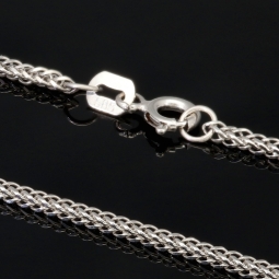 Glänzende Goldkette / Fuchsschwanzkette mit filigranem Design aus 585 14k Weißgold (ca. 55 cm lang, 1,5 mm breit)