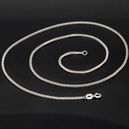 Glänzende Goldkette / Fuchsschwanzkette mit filigranem Design aus 585 14k Weißgold (ca. 55 cm lang, 1,5 mm breit)