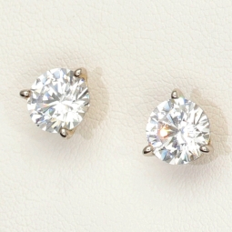 Zeitlos schöne Ohrstecker aus rhodiniertem 925er Sterling Silber, die mit brillant geschliffenen Zirkonia (Diamantimitation)