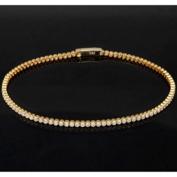 Funkelndes Tennisarmband mit weißen Zirkoniasteinen aus Gelbgold (585 14K Gold) in ca. 20,5 cm Länge