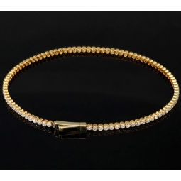 Funkelndes Tennisarmband mit weißen Zirkoniasteinen aus Gelbgold (585 14K Gold) in ca. 20,5 cm Länge
