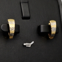 Funkelnde Mini Creolen / Ohrringe in außergrewöhnlichem Design aus edlem 585 14K Bicolor Gold (Weißgold und Gelbgold)