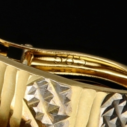 Funkelnde Mini Creolen / Ohrringe in außergrewöhnlichem Design aus edlem 585 14K Bicolor Gold (Weißgold und Gelbgold)