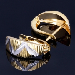 Hochwertige Mini Creolen / Ohrringe in stilvollem Design aus funkelndem 585 14K Bicolor Gold (Weißgold und Gelbgold)