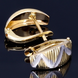 Hochwertige Mini Creolen / Ohrringe in stilvollem Design aus funkelndem 585 14K Bicolor Gold (Weißgold und Gelbgold)