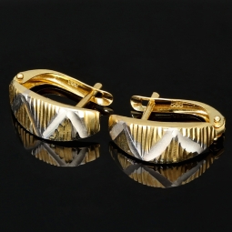 Hochwertige Mini Creolen / Ohrringe in stilvollem Design aus funkelndem 585 14K Bicolor Gold (Weißgold und Gelbgold)