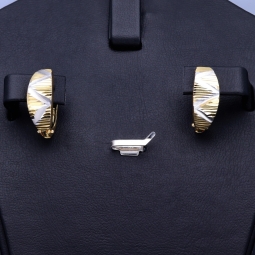 Hochwertige Mini Creolen / Ohrringe in stilvollem Design aus funkelndem 585 14K Bicolor Gold (Weißgold und Gelbgold)