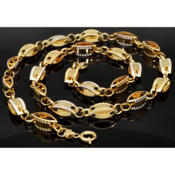 Außergewöhnliche Goldkette aus Bicolor Gold (14K/585 Gelbgold und Weißgold) in filigranem Greco-Design - ca. 65cm, 8,5mm