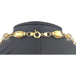 Außergewöhnliche Goldkette aus Bicolor Gold (14K/585 Gelbgold und Weißgold) in filigranem Greco-Design - ca. 65cm, 8,5mm