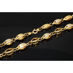 Außergewöhnliche Goldkette aus Bicolor Gold (14K/585 Gelbgold und Weißgold) in filigranem Greco-Design - ca. 65cm, 8,5mm