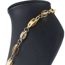 Außergewöhnliche Goldkette aus Bicolor Gold (14K/585 Gelbgold und Weißgold) in filigranem Greco-Design - ca. 65cm, 8,5mm