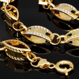 Außergewöhnliche Goldkette aus Bicolor Gold (14K/585 Gelbgold und Weißgold) in filigranem Greco-Design - ca. 65cm, 8,5mm