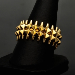 Hochwertig gearbeiteter Spike-Ring aus massivem Gold (585 14K Gelbgold) in RG ca. 59-60