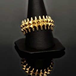 Hochwertig gearbeiteter Spike-Ring aus massivem Gold (585 14K Gelbgold) in RG ca. 59-60