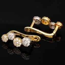 Bicolor Ohrringe in modernem Design aus edlem 585er 14K Gold besetzt mit leuchtenden Zirkonia