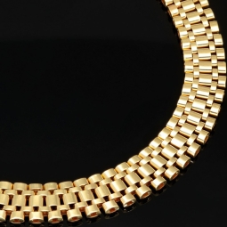 Luxuriöses Armband mit flexiblen Gliedern aus hochwertigem Gold (14K / 585 Gelbgold) ca. 19,5g, 21,5 cm Länge, 9mm Breite