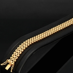 Luxuriöses Armband mit flexiblen Gliedern aus hochwertigem Gold (14K / 585 Gelbgold) ca. 19,5g, 21,5 cm Länge, 9mm Breite