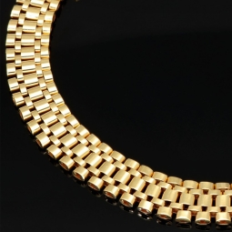 Luxuriöses Armband mit flexiblen Gliedern aus hochwertigem Gold (14K / 585 Gelbgold) ca. 19,5g, 21,5 cm Länge, 9mm Breite