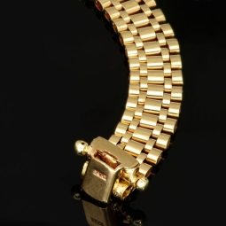 Luxuriöses Armband mit flexiblen Gliedern aus hochwertigem Gold (14K / 585 Gelbgold) ca. 19,5g, 21,5 cm Länge, 9mm Breite