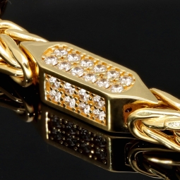 Prunkvolles Königsarmband mit leuchtenden Zirkonia aus 585er Gold (14 Karat) in ca. 21,5 cm Länge, 6 mm Breite
