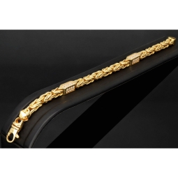 Prunkvolles Königsarmband mit leuchtenden Zirkonia aus 585er Gold (14 Karat) in ca. 21,5 cm Länge, 6 mm Breite