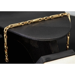 Fein gearbeitetes Ankerarmband aus funkelndem Gold in Greco-Design ca. 21,5 cm lang und 4 mm breit (585 / 14k Gelbgold)