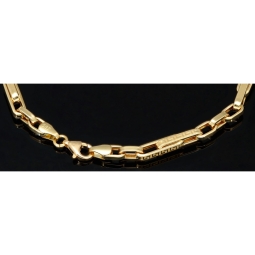 Fein gearbeitetes Ankerarmband aus funkelndem Gold in Greco-Design ca. 21,5 cm lang und 4 mm breit (585 / 14k Gelbgold)