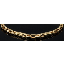 Fein gearbeitetes Ankerarmband aus funkelndem Gold in Greco-Design ca. 21,5 cm lang und 4 mm breit (585 / 14k Gelbgold)