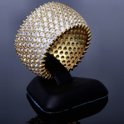 Exklusiver Statement-Ring für Damen aus hochwertigem, massivem Gold (585 / 14K Gelbgold) in Ringgröße ca. 51