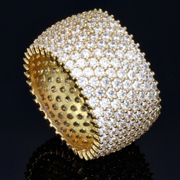 Exklusiver Statement-Ring für Damen aus hochwertigem, massivem Gold (585 / 14K Gelbgold) in Ringgröße ca. 51