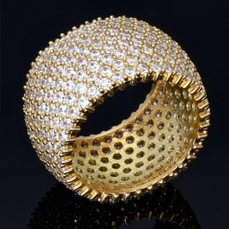 Exklusiver Statement-Ring für Damen aus hochwertigem, massivem Gold (585 / 14K Gelbgold) in Ringgröße ca. 51