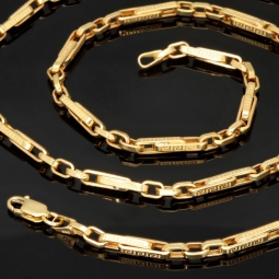 Hochwertige Goldkette / Ankerkette in feinem Greco-Design aus edlem 14K 585er Gold (Gelbgold) – ca. 60 cm, 3,5 mm