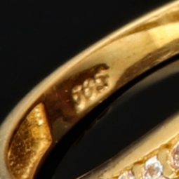 Filigranring Ornament-Ring für Damen aus edlem 585er 14K Bicolor Gold (Gelbgold und Weißgold) in Ringgröße ca. 59 - mit feinem Zirkoniabesatz