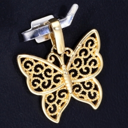 Funkelnder Schmetterling-Anhänger mit Ornament-Design aus hochwertigem 585 / 14K Gold