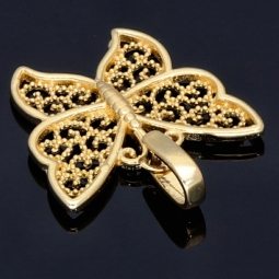Funkelnder Schmetterling-Anhänger mit Ornament-Design aus hochwertigem 585 / 14K Gold