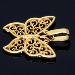 Funkelnder Schmetterling-Anhänger mit Ornament-Design aus hochwertigem 585 / 14K Gold