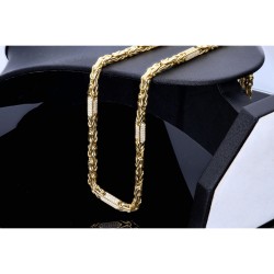 Außergewöhnliche Königskette aus 585 Gelbgold (14k) mit Zirkoniabesatz – ca. 66 cm lang, 4,5 mm breit, 37 g